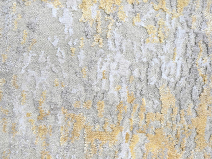 Beige 2'6" x 9'9" Modern and Contemporary Hand knotted Wool/Silk Rug - Sku: O010204