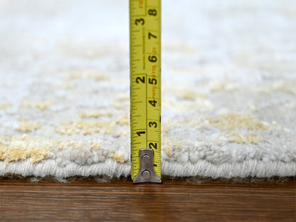 Beige 2'6" x 9'9" Modern and Contemporary Hand knotted Wool/Silk Rug - Sku: O010204