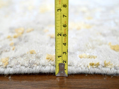 Beige 11'9" x 11'10" Modern and Contemporary Hand knotted Wool/Silk Rug - Sku: O010206