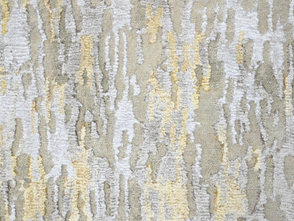 Beige 2'7" x 23'6" Modern and Contemporary Hand knotted Wool/Silk Rug - Sku: O010207