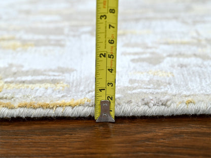 Beige 2'7" x 23'6" Modern and Contemporary Hand knotted Wool/Silk Rug - Sku: O010207