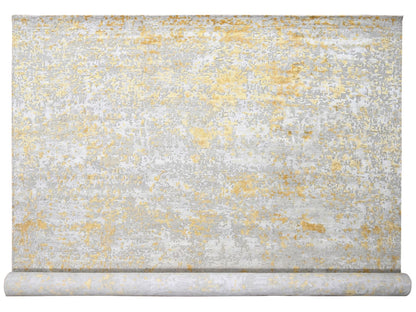 Beige 12'0" x 14'9" Modern and Contemporary Hand knotted Wool/Silk Rug - Sku: O010208