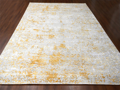 Beige 12'0" x 14'9" Modern and Contemporary Hand knotted Wool/Silk Rug - Sku: O010208