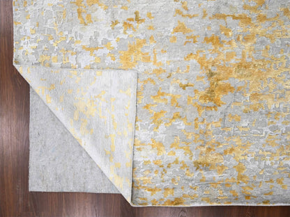 Beige 12'0" x 14'9" Modern and Contemporary Hand knotted Wool/Silk Rug - Sku: O010208