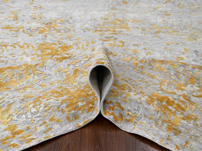 Beige 12'0" x 14'9" Modern and Contemporary Hand knotted Wool/Silk Rug - Sku: O010208