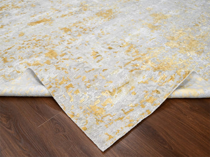 Beige 12'0" x 14'9" Modern and Contemporary Hand knotted Wool/Silk Rug - Sku: O010208