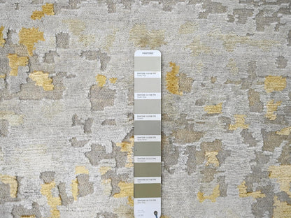 Beige 12'0" x 14'9" Modern and Contemporary Hand knotted Wool/Silk Rug - Sku: O010208