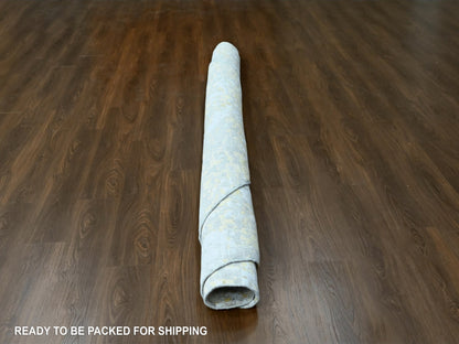Beige 9'9" x 9'11" Modern and Contemporary Hand knotted Wool/Silk Rug - Sku: O010209