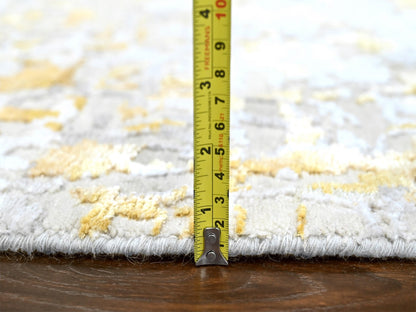 Beige 9'9" x 9'11" Modern and Contemporary Hand knotted Wool/Silk Rug - Sku: O010209