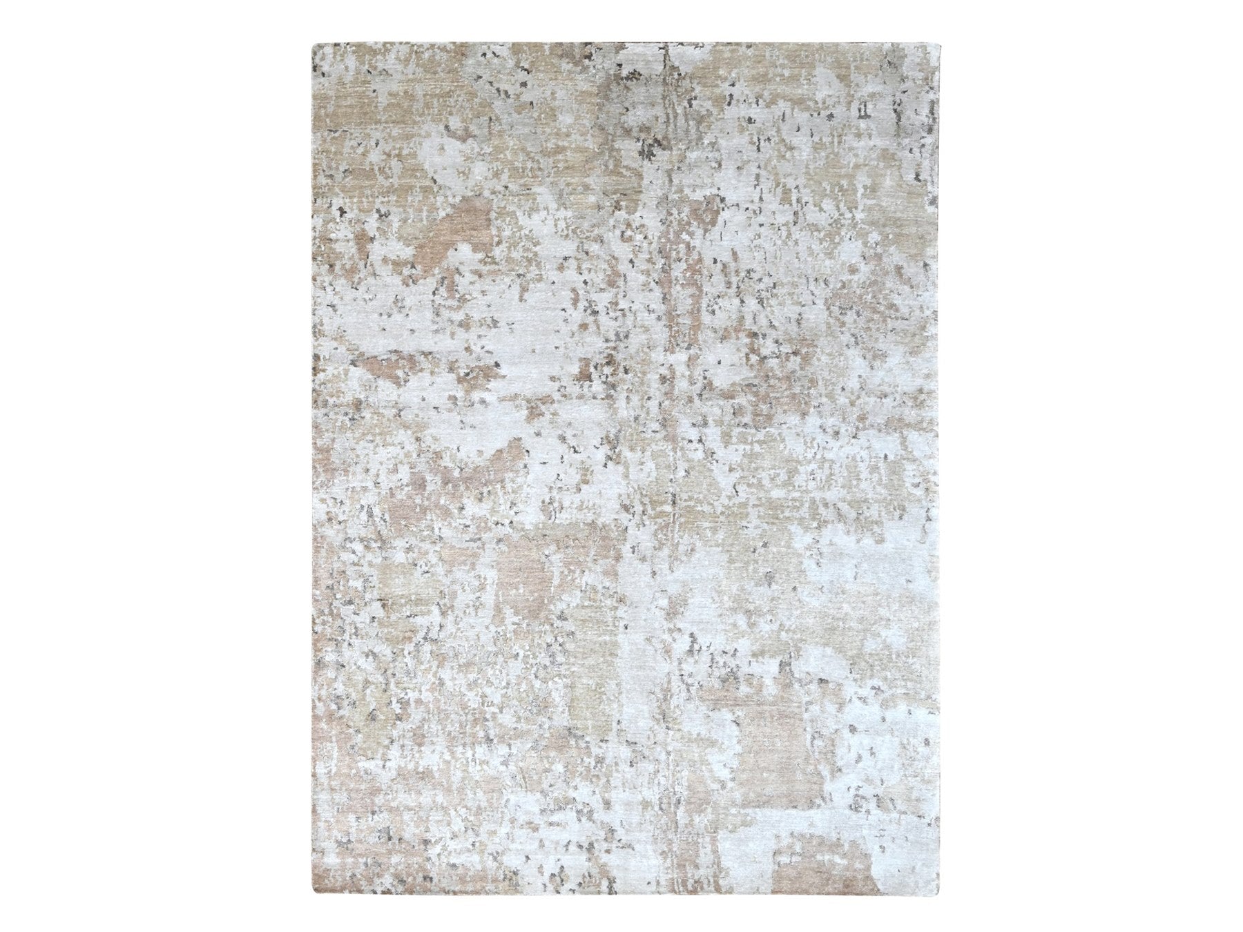 Modern / Contemporary hand-knotted silk rug in Brown, 8'11" x 12'1" — SKU O010211