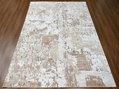 Brown 8'11" x 12'1" Modern and Contemporary Hand knotted Silk Rug - Sku: O010211