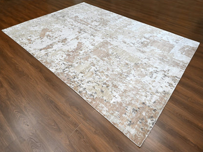 Brown 8'11" x 12'1" Modern and Contemporary Hand knotted Silk Rug - Sku: O010211
