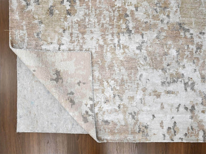Brown 8'11" x 12'1" Modern and Contemporary Hand knotted Silk Rug - Sku: O010211