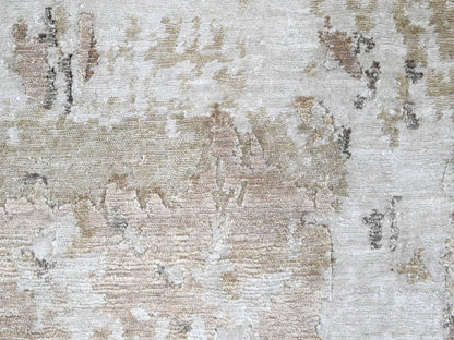 Brown 8'11" x 12'1" Modern and Contemporary Hand knotted Silk Rug - Sku: O010211