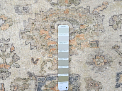 Mahal Oushak hand-knotted wool rug in Ivory & Light Blue, 8'10" x 11'10" — SKU O010215 (view 7)