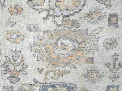 Mahal Oushak hand-knotted wool rug in Ivory & Light Blue, 8'10" x 11'10" — SKU O010215 (view 8)
