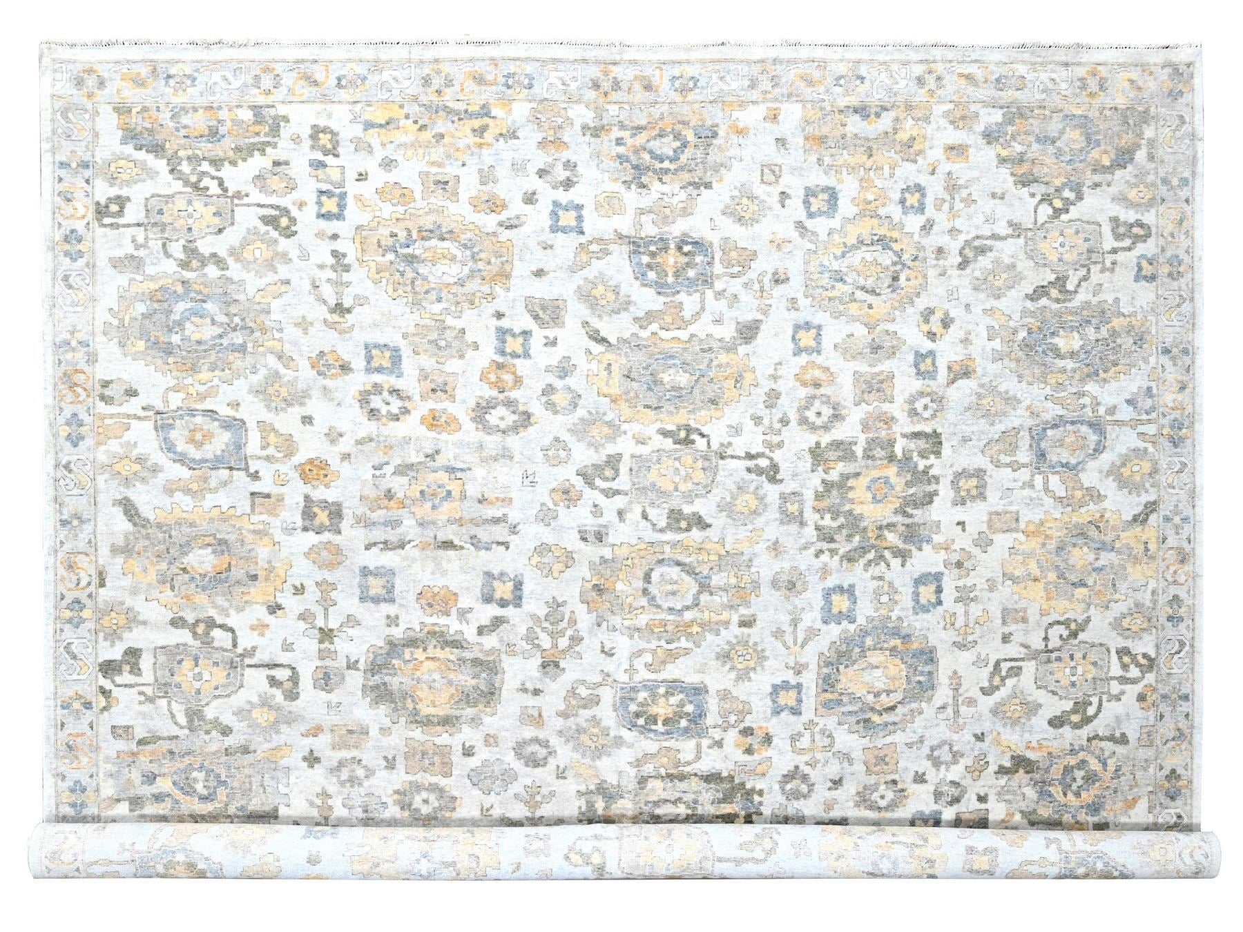 Mahal Oushak hand-knotted wool rug in Gray, 12'1" x 14'11" — SKU O010217