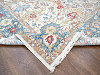 Ivory 11'11" x 15'0" Oushak And Peshawar Hand knotted Wool Rug - Sku: O010222