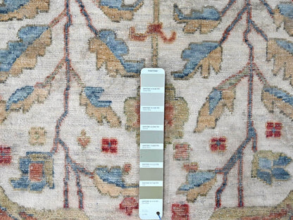 Mahal Oushak hand-knotted wool rug in Ivory & Blue, 11'11" x 15' — SKU O010222 (view 7)