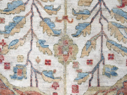 Mahal Oushak hand-knotted wool rug in Ivory & Blue, 11'11" x 15' — SKU O010222 (view 8)