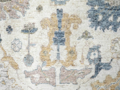 Mahal Oushak hand-knotted wool rug in Ivory & Navy Blue, 8'11" x 12'1" — SKU O010224 (view 8)