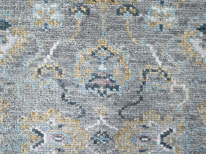 Grey 2'7" x 8'5" Oushak / Peshawar Hand knotted Wool Rug - Sku: O010247