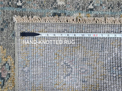 Grey 2'7" x 8'5" Oushak / Peshawar Hand knotted Wool Rug - Sku: O010247