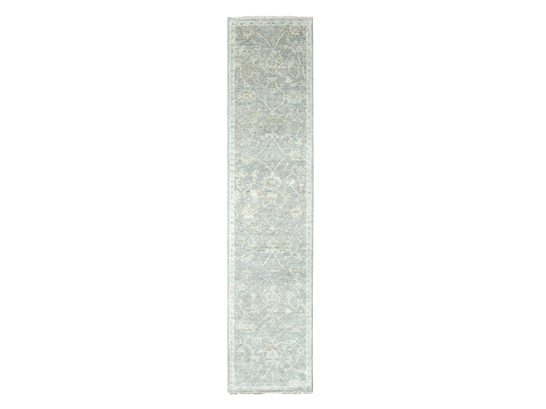 Gray 2'5" x 11'4" Oushak / Peshawar Hand knotted Wool Rug - Sku: O010249