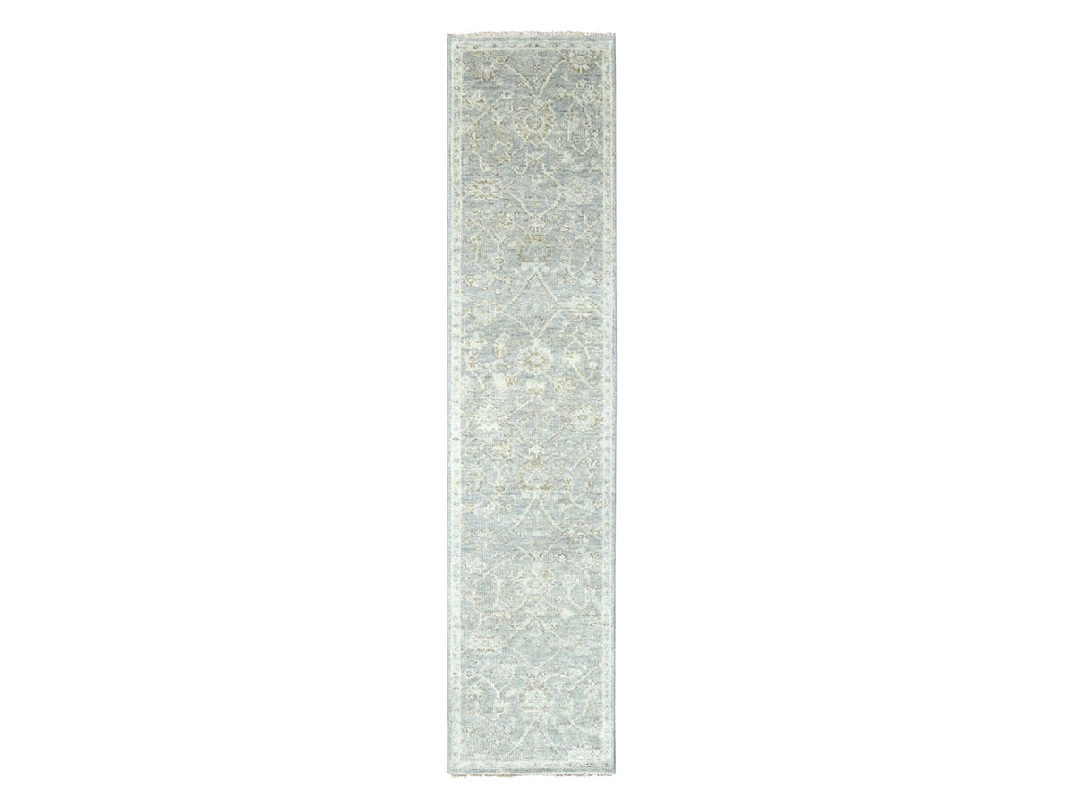 Oushak Oushak hand-knotted wool runner in Gray & Ivory, 2'5" x 11'4" — SKU O010249