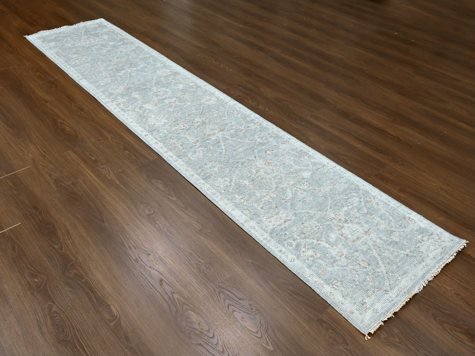 Oushak Oushak hand-knotted wool runner in Gray & Ivory, 2'5" x 11'4" — SKU O010249 (view 2)