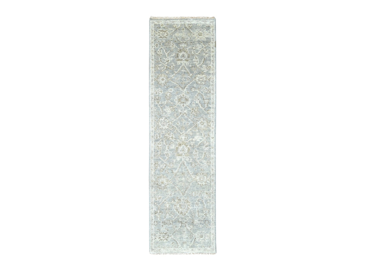Oushak Oushak hand-knotted wool runner in Gray & Ivory, 2'6" x 8'5" — SKU O010254