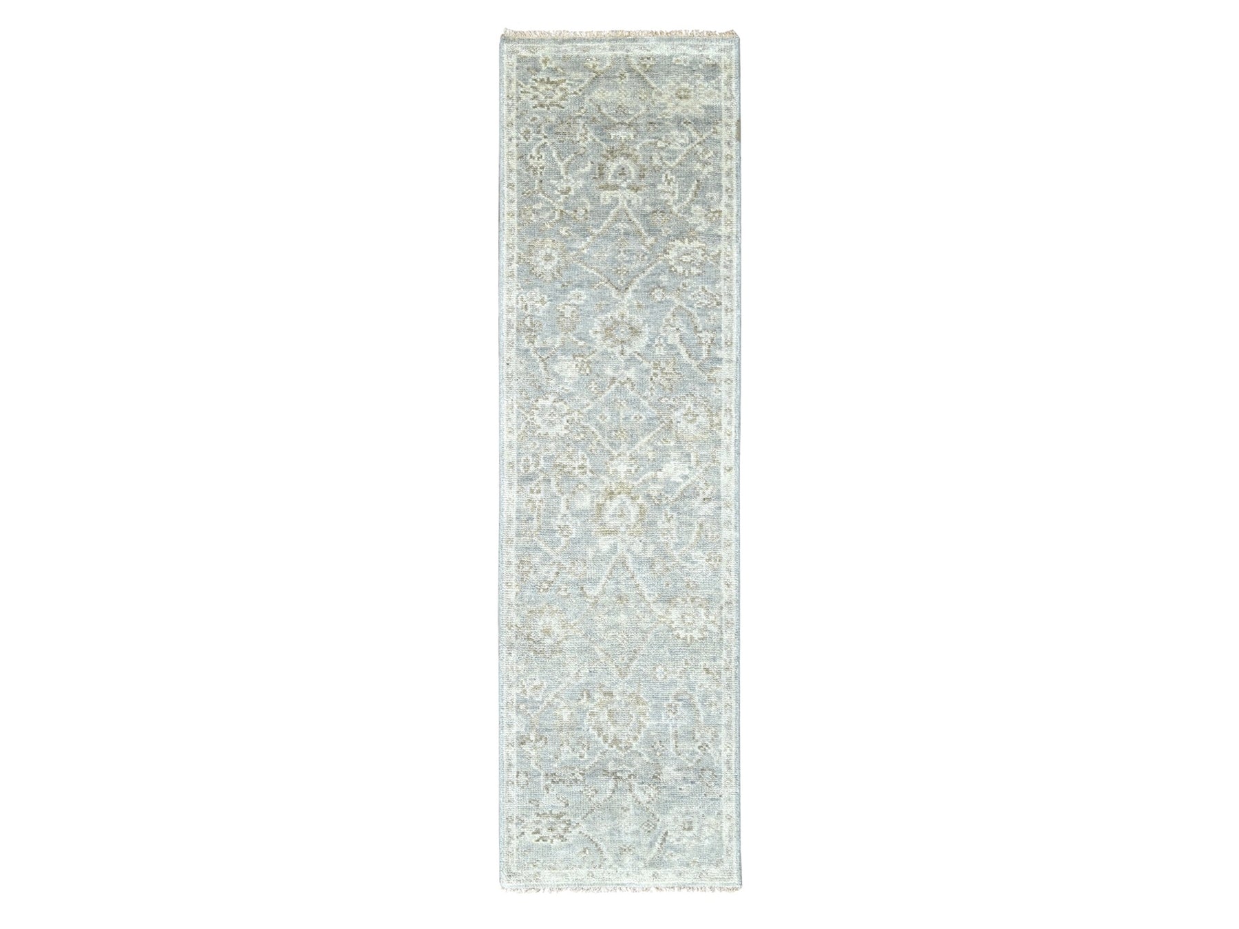 Gray 2'6" x 8'6" Oushak / Peshawar Hand knotted Wool Rug - Sku: O010255