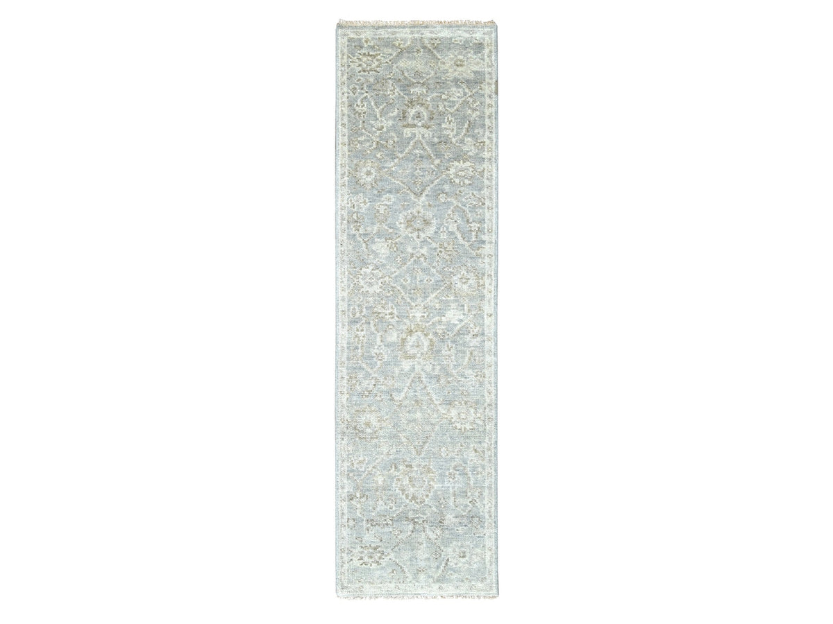 Oushak Oushak hand-knotted wool runner in Gray & Ivory, 2'6" x 8'6" — SKU O010255