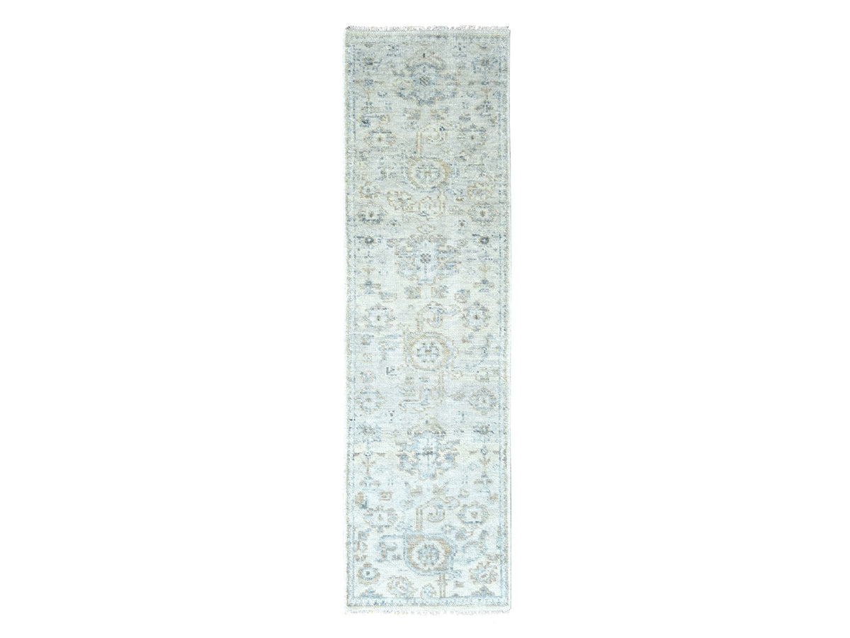 Oushak Oushak hand-knotted wool runner in Gray, 2'4" x 8'8" — SKU O010264