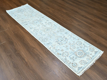 Grey 2'4" x 8'8" Oushak / Peshawar Hand knotted Wool Rug - Sku: O010264