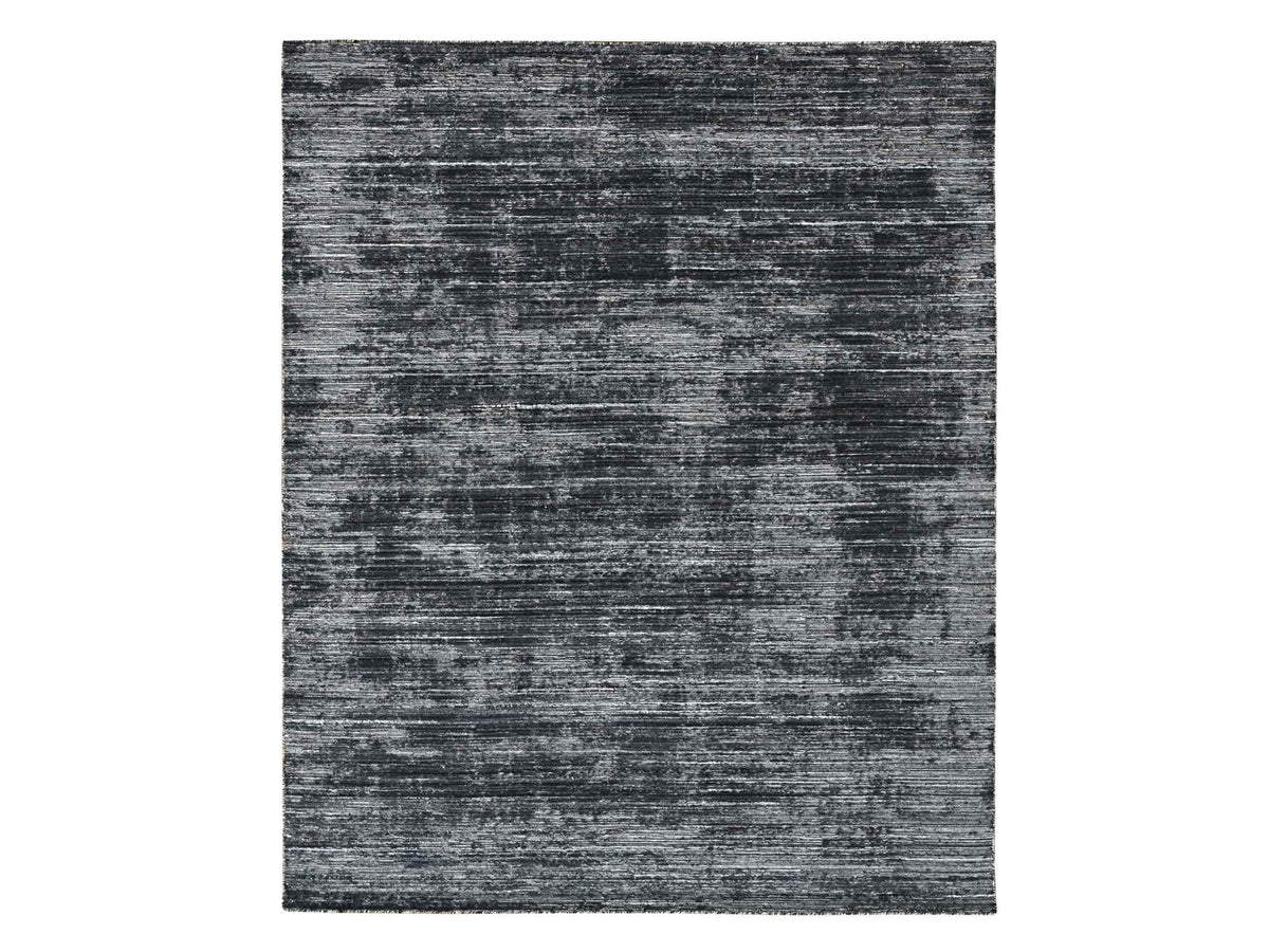 Modern / Contemporary hand-knotted wool/silk rug in Black, 8'3" x 10' — SKU O010268