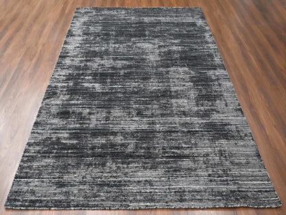 Black 8'3" x 10'0" Modern and Contemporary Handloom Wool/Silk Rug - Sku: O010268