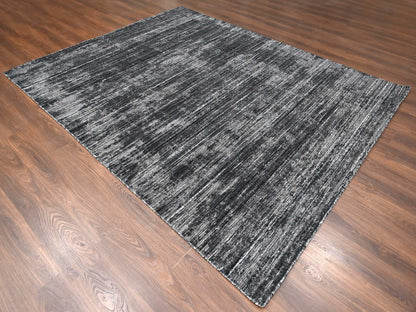 Black 8'3" x 10'0" Modern and Contemporary Handloom Wool/Silk Rug - Sku: O010268