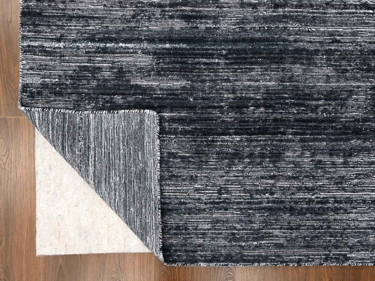 Modern / Contemporary hand-knotted wool/silk rug in Black, 8'3" x 10' — SKU O010268 (view 4)