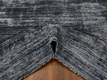Black 8'3" x 10'0" Modern and Contemporary Handloom Wool/Silk Rug - Sku: O010268