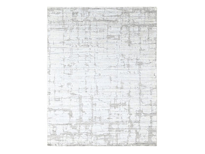Ivory 7'11" x 10'0" Modern and Contemporary Handloom Wool/Silk Rug - Sku: O010270