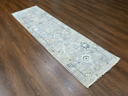 Grey 2'5" x 8'5" Oushak / Peshawar Hand knotted Wool Rug - Sku: O010275