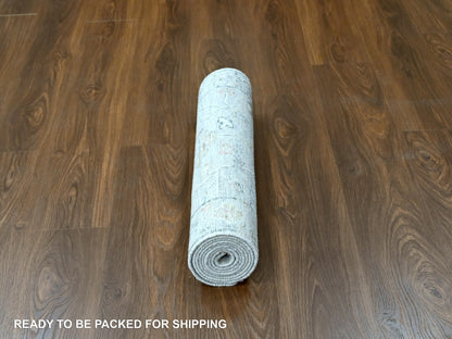 Grey 2'5" x 8'5" Oushak / Peshawar Hand knotted Wool Rug - Sku: O010275