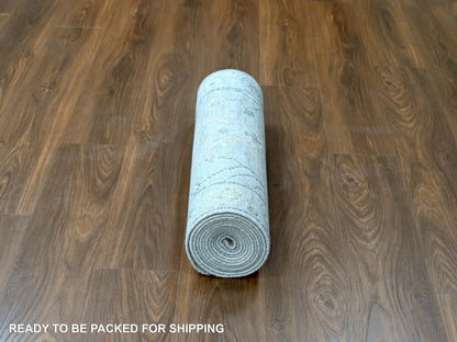 Grey 2'5" x 13'10" Oushak / Peshawar Hand knotted Wool Rug - Sku: O010276