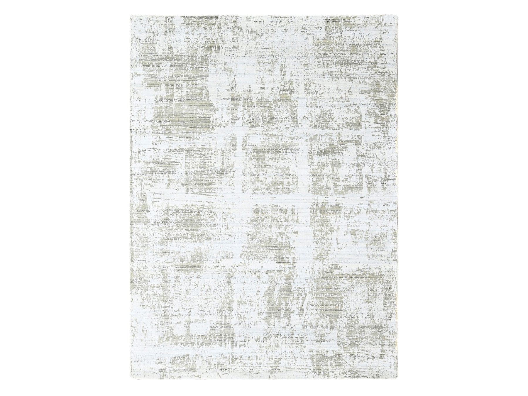 Modern / Contemporary hand-knotted wool/silk rug in Ivory, 8' x 9'11" — SKU O010281