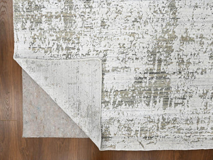 Modern / Contemporary hand-knotted wool/silk rug in Ivory, 8' x 9'11" — SKU O010281 (view 4)