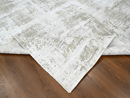Ivory 8'0" x 9'11" Modern and Contemporary Handloom Wool/Silk Rug - Sku: O010281