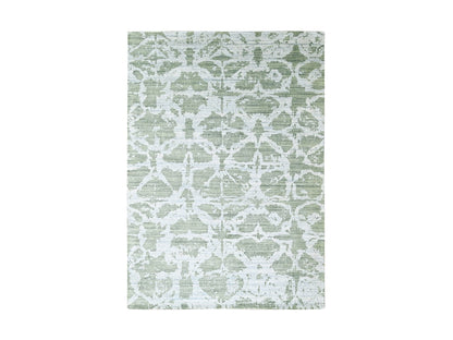 Green 6'7" x 9'6" Modern / Contemporary Handloom Wool/Silk Rug - Sku: O010282