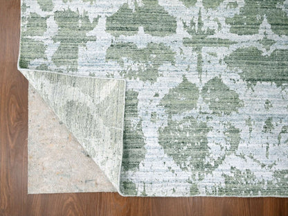 Green 5'5" x 7'5" Modern / Contemporary Handloom Wool/Silk Rug - Sku: O010283