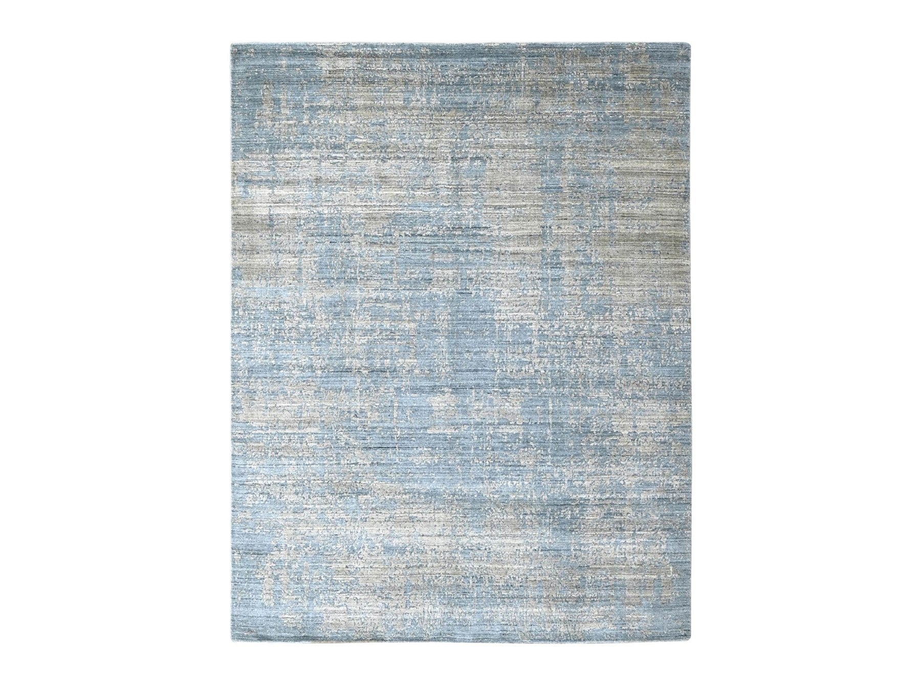 Modern / Contemporary hand-knotted wool/silk rug in Gray, 8' x 9'11" — SKU O010286
